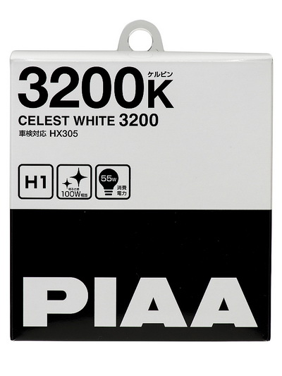 Лампа галогенная PIAA, CELEST WHITE, H1, 3200K, 55W, 2 шт., HX305-H1