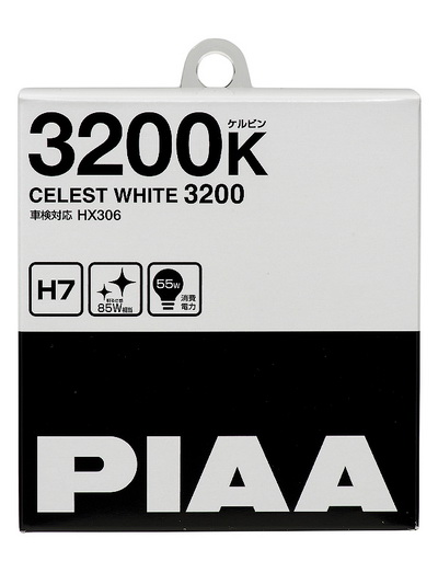 Лампа галогенная PIAA, CELEST WHITE, H7, 3200K, 55W, 2 шт., HX306-H7