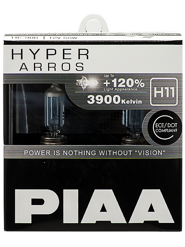 Лампа галогенная PIAA, HYPER ARROS, H11, 3900K, 55W, 2 шт., HE-906-H11