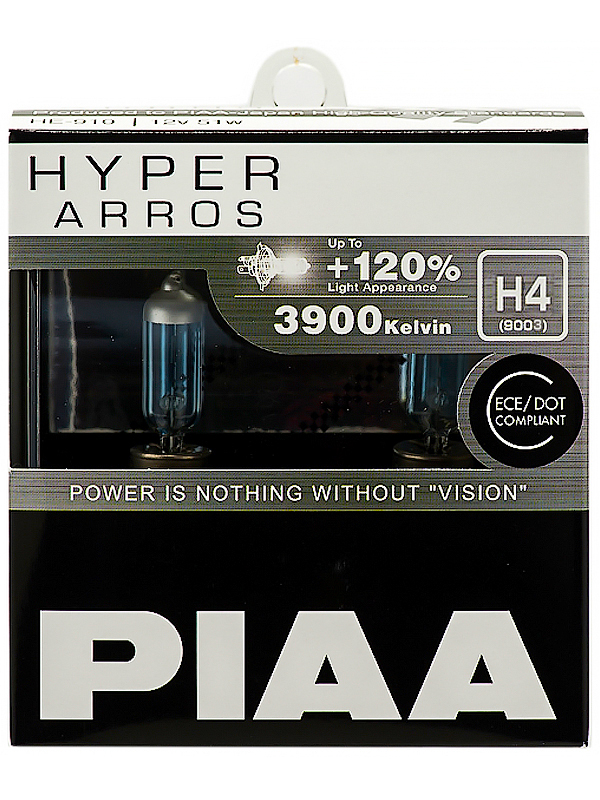 Лампа галогенная PIAA, HYPER ARROS, H4, 3900K, 65W/55W, 2 шт., HE-900-H4