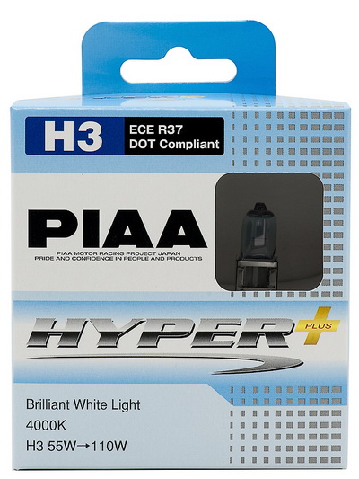 Лампа галогенная PIAA, HYPER PLUS, H3, 4000K, 55W, 2 шт., HE-831-H3