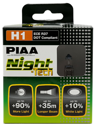 Лампа галогенная PIAA, NIGHT TECH, H1, 3600K, 55W, 2 шт., HE-822-H1
