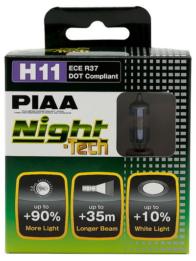 Лампа галогенная PIAA, NIGHT TECH, H11, 3600K, 55W, 2 шт., HE-824-H11