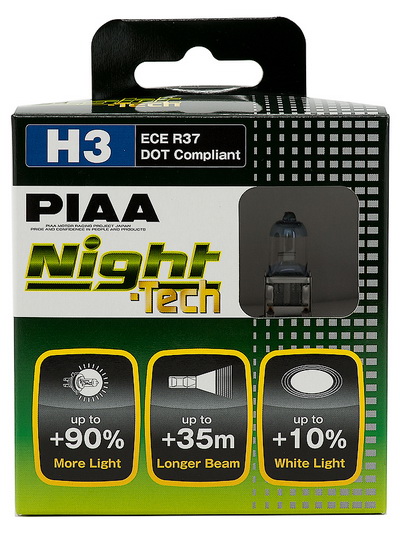 Лампа галогенная PIAA, NIGHT TECH, H3, 3600K, 55W, 2 шт., HE-821-H3
