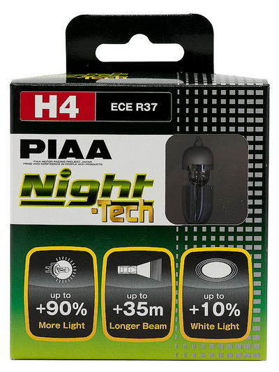 Лампа галогенная PIAA, NIGHT TECH, H4, 3600K, 60/55W, 2шт., HE-820-H4