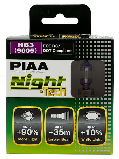 Лампа галогенная PIAA, NIGHT TECH, HB3, 3600K, 60W, 2 шт., HE-825-HB3