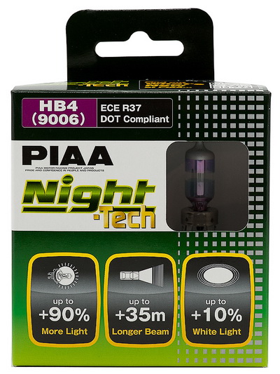 Лампа галогенная PIAA, NIGHT TECH, HB4, 3600K, 55W, 2 шт., HE-826-HB4