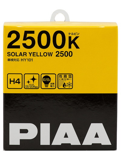 Лампа галогенная PIAA, SOLAR YELLOW, H4, 2500K, 60/55W, 2 шт., HY101-H4